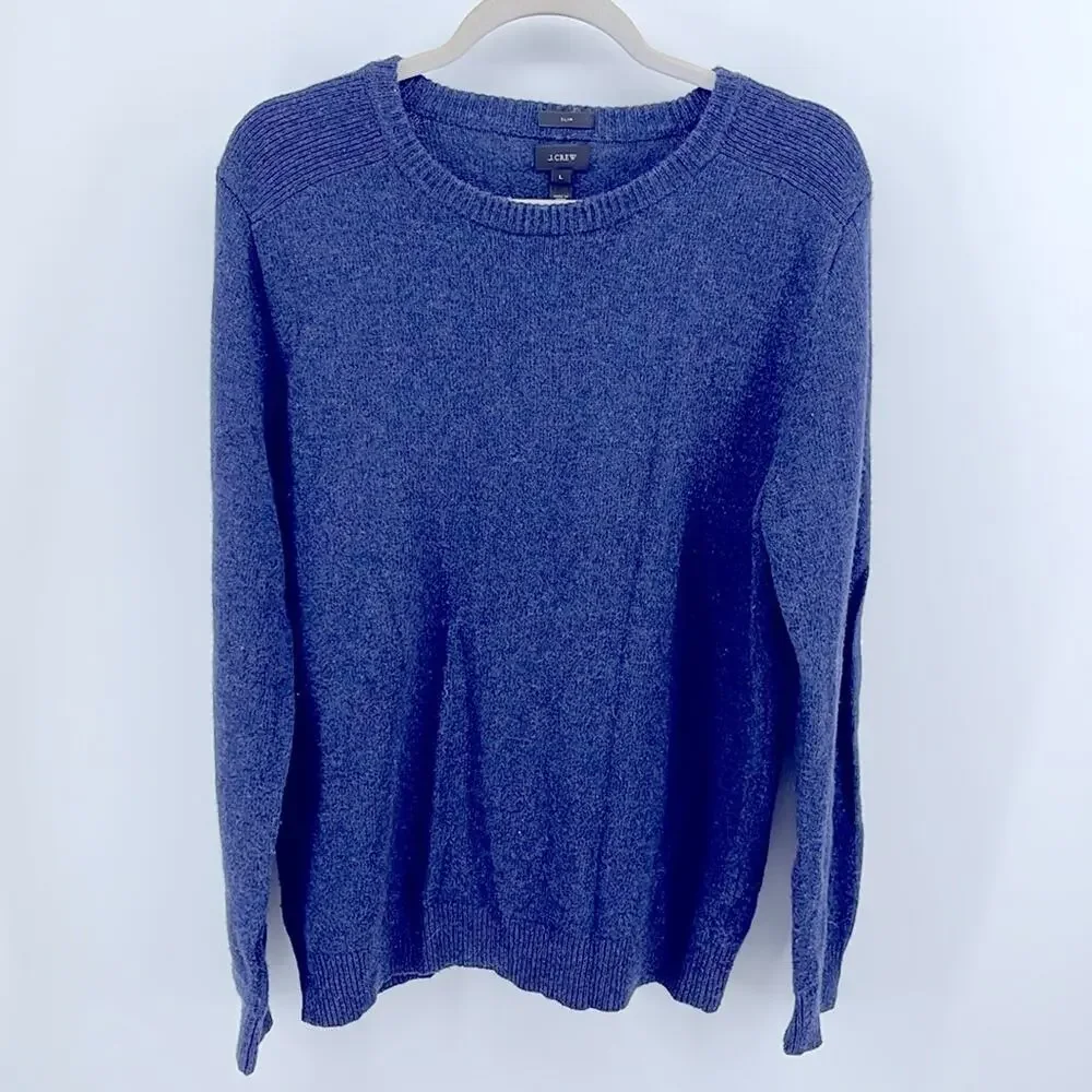J. Crew Slim fit rugged Merino wool blend crew neck knit sweater sz L
